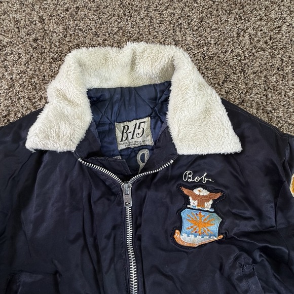 Vintage B-15 U.S. Air Force Bomber Jacket Massachusetts Patch Small - Picture 4 of 12